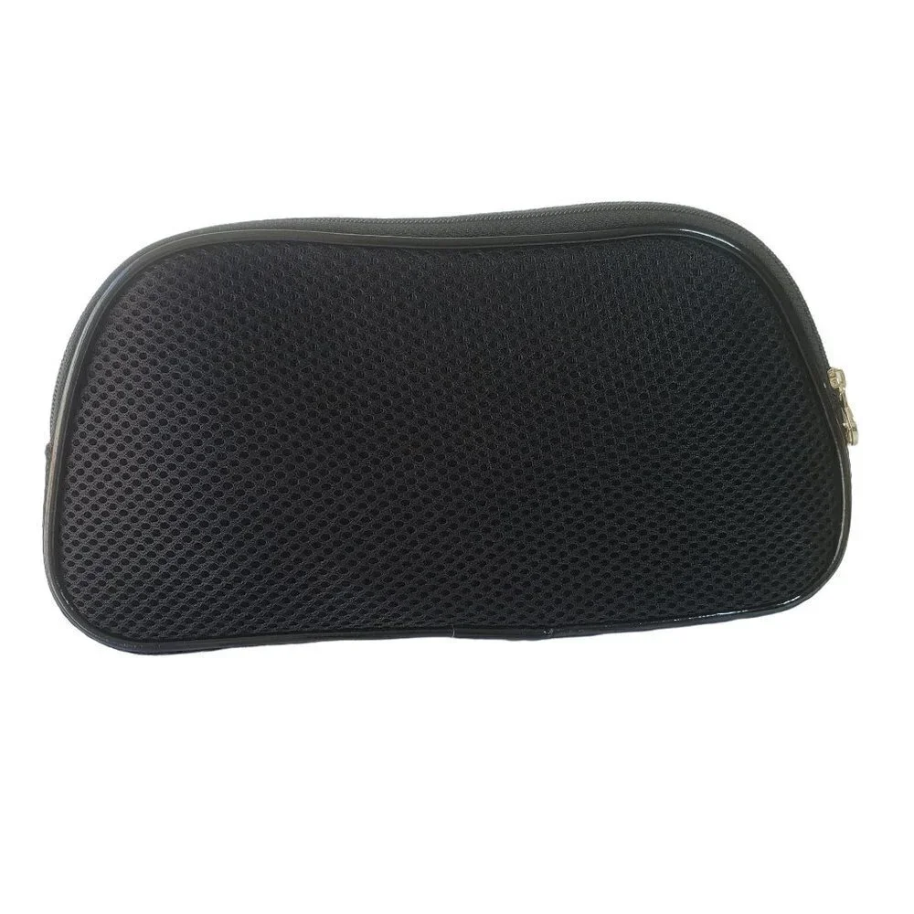 Georgio Armani Black Makeup Bag Nylon Mesh Zip Close 5 x 10 Inches Logo Tab NEW